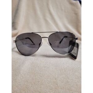 Foster Grant Mens Aviator Sunglasses Silver Polarized Sleek Smoke Lens  NEW